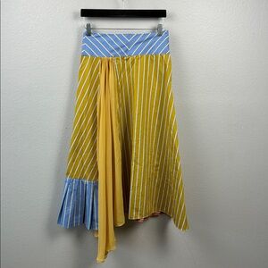 Silvia Tcherassi Brezzo Skirt Prismatic Stripe Blue/Gold Patchwork Midi/Maxi 26